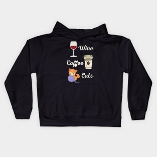 Wine Coffee Cats Kids Hoodie